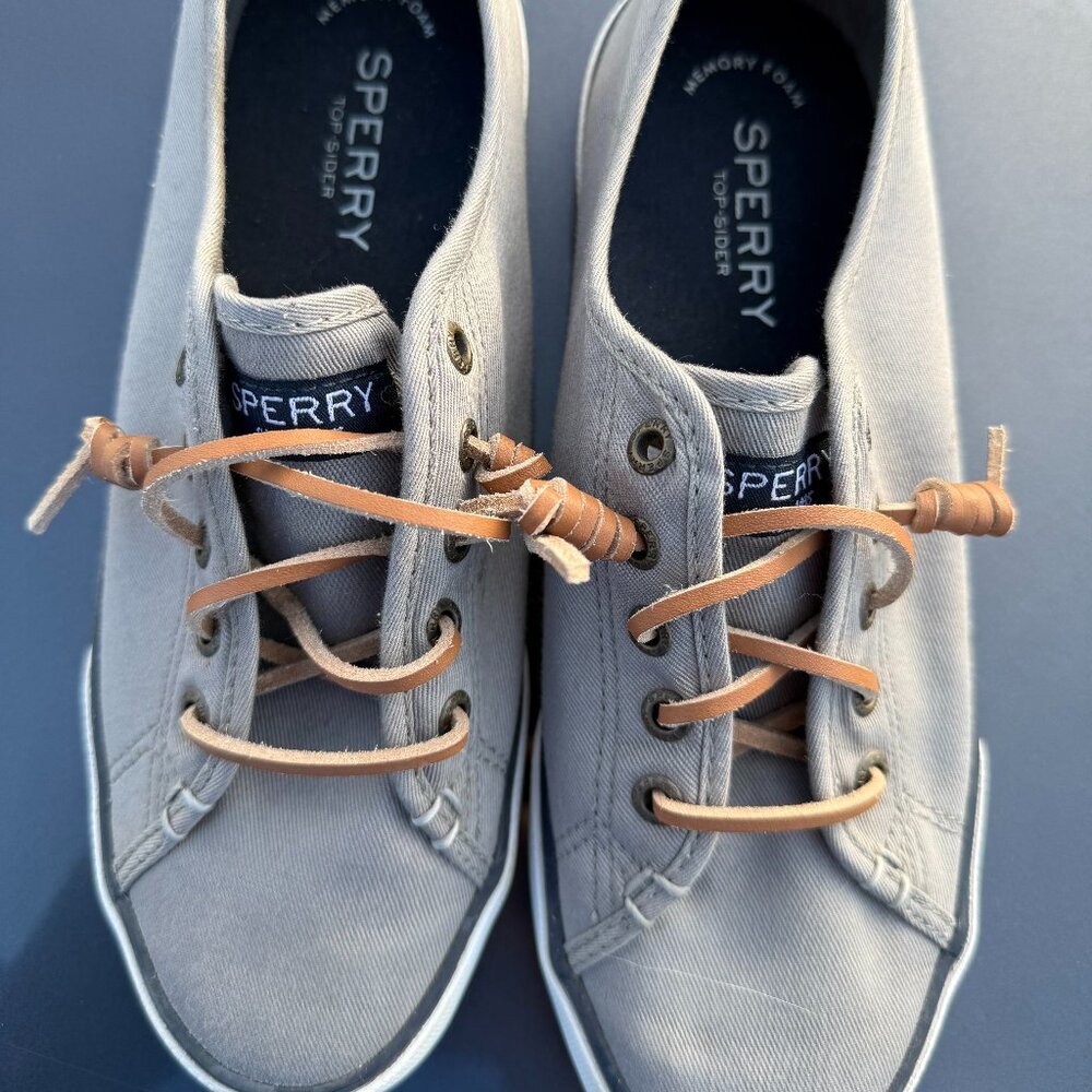 Sperry Women’s Memory Foam Top-Sider Canvas Sneakers | Gray | Size 9.5